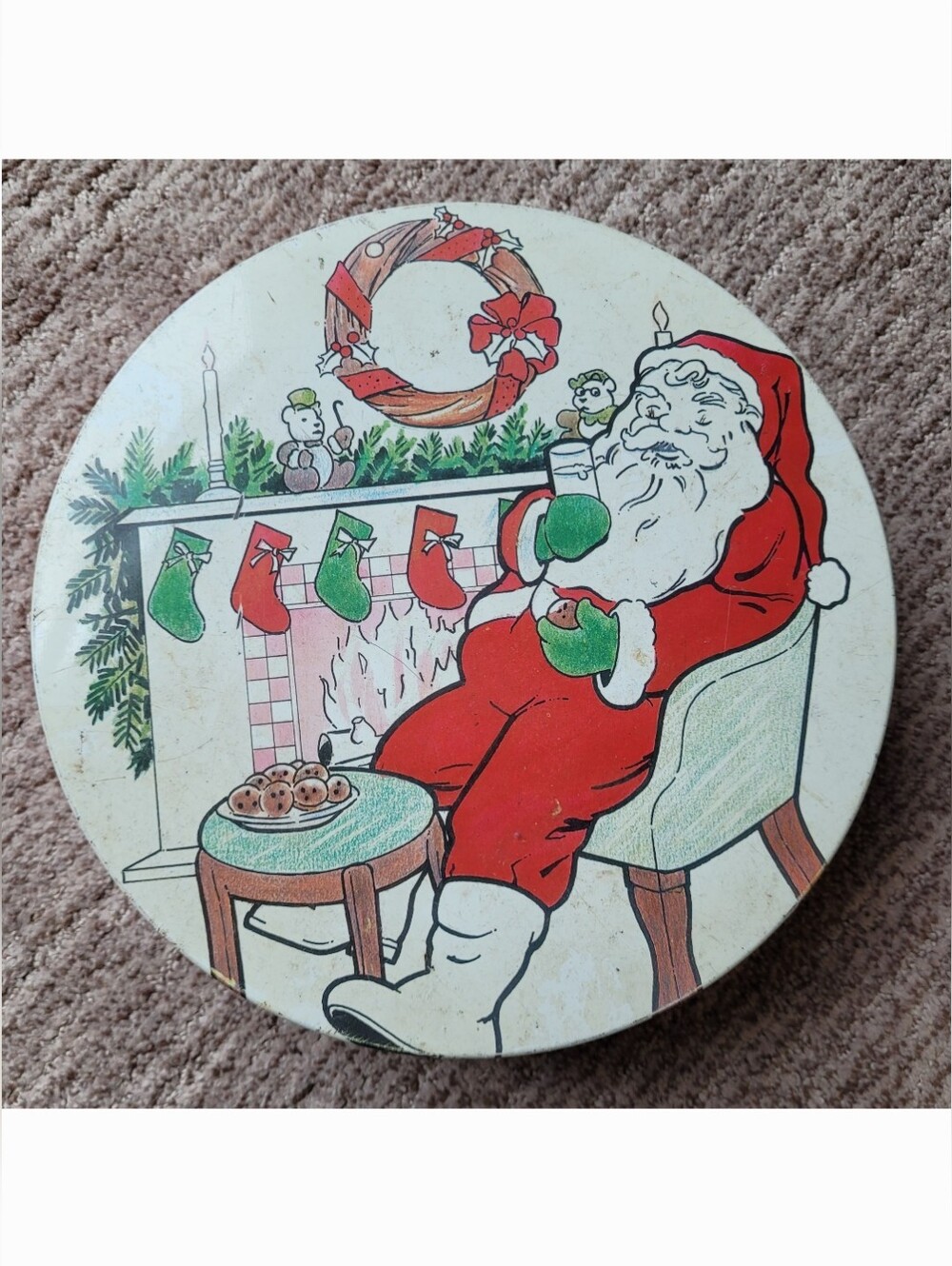 VINTAGE SANTA CLAUS TIN RETRO CHRISTMAS DECOR